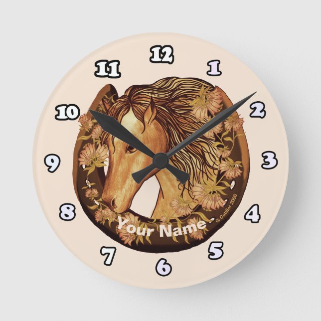 Lucky Horse Clock Rund Klocka (Framsida)