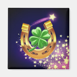 Lucky horseshoe 4 löv klöver-stjärtsnörning magnet