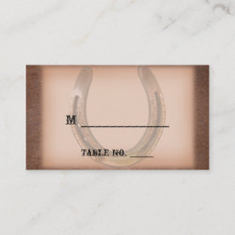 Lucky Horseshoe Brown Leather Bröllop Place Card Placeringskort