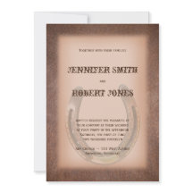 Lucky Horseshoe Brown Leather Wedding bjudande