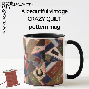 Lucky Horseshoe Colorful Patchwork Crazy Quilt Mug Mugg
