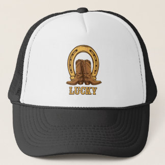 Lucky Horseshoe Cowboy Boots Hat Keps