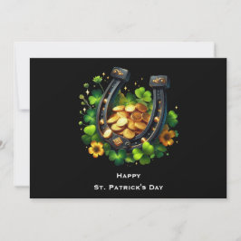 Lucky Horseshoe & Guld Mynt St. Patrick's Day Julkort