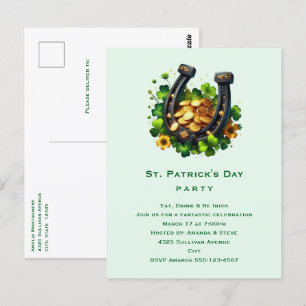 Lucky Horseshoe & Guld Mynt St. Patrick's Day Vykort