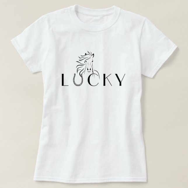 Lucky Horseshoe Horse Equestrian Rider T Shirt (Design framsida)