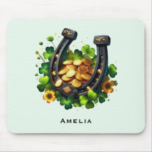 Lucky Horseshoe och Guld Mynt St. Patrick's Day Musmatta