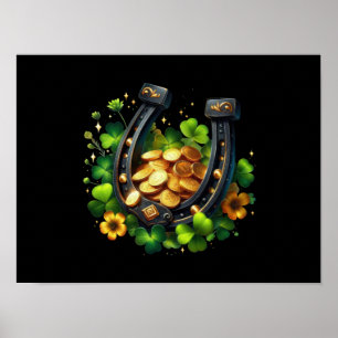Lucky Horseshoe och Guld Mynt St. Patrick's Day Poster
