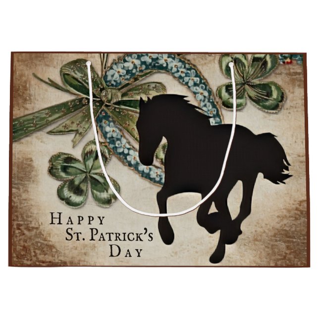 Lucky Horseshoe och Horse St. Patrick's Day Card (Framsidan)