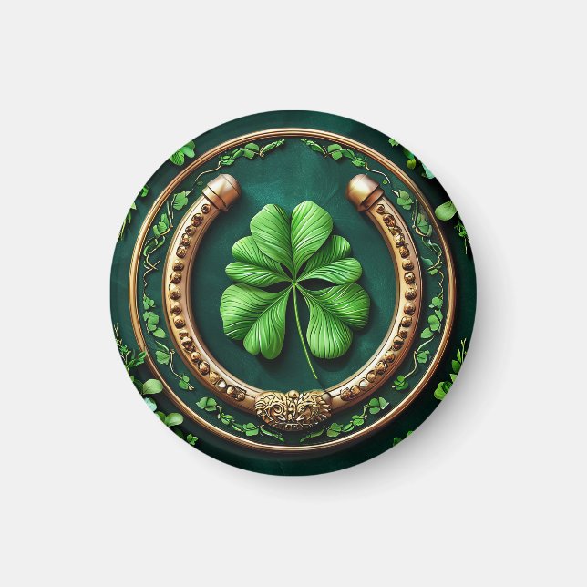 Lucky Horseshoe och Klöver Design Magnet (Framsidan)