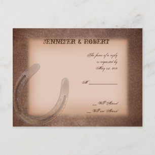 Lucky Horseshoe on Brown Leather OSA Inbjudan Vykort