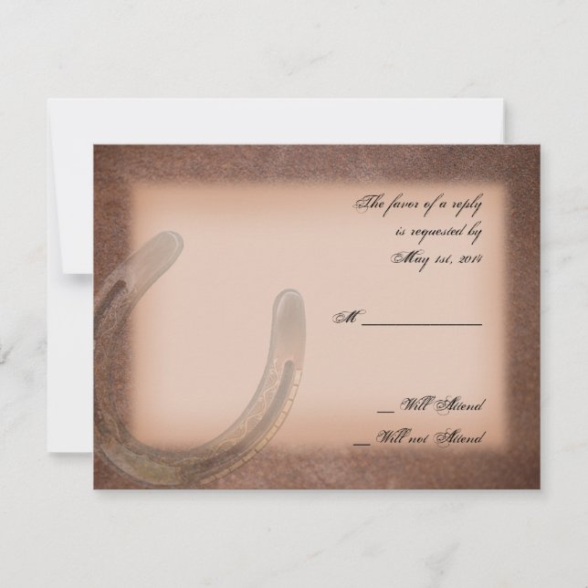 Lucky Horseshoe on Brown Leather Responcard Card OSA Kort (Framsida)
