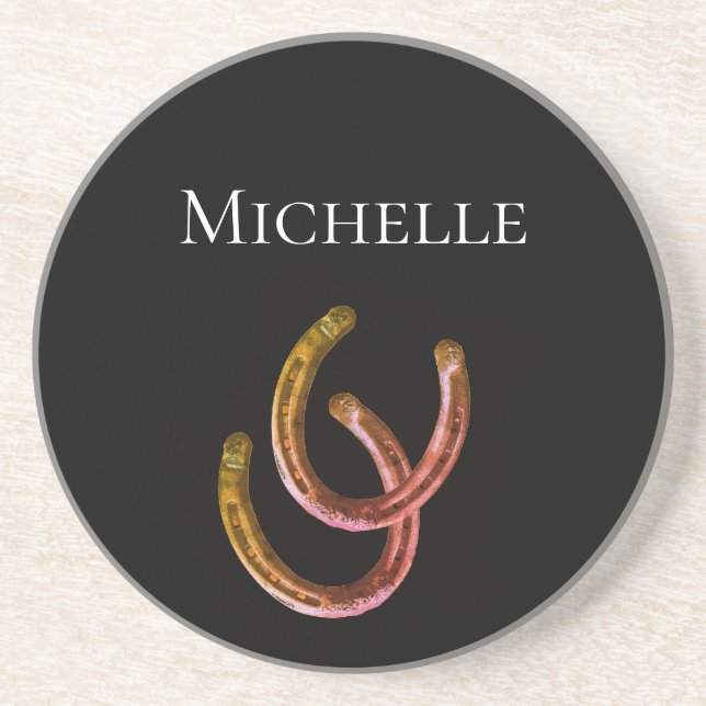 Lucky Horseshoe Rustic Black Anpassningsbar Underlägg (Framsidan)