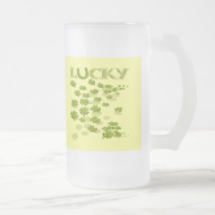 Lucky HorseShoe Shamrocks Frostat Ölglas