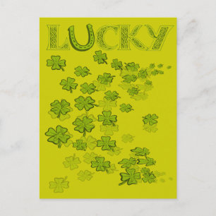 Lucky HorseShoe Shamrocks Vykort