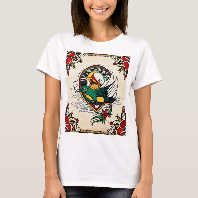 Lucky Horseshoe Tattoo T Shirt (Framsida)