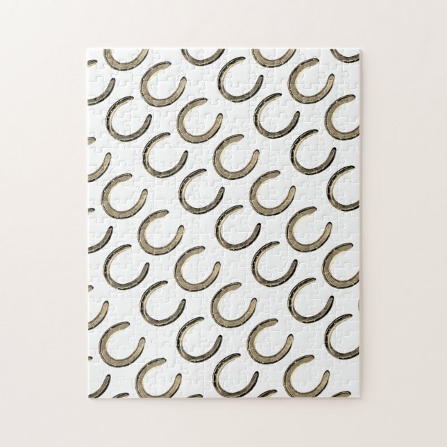 Lucky Horseshoes on White Jigsaw Puzzle Pussel (Vertikal)