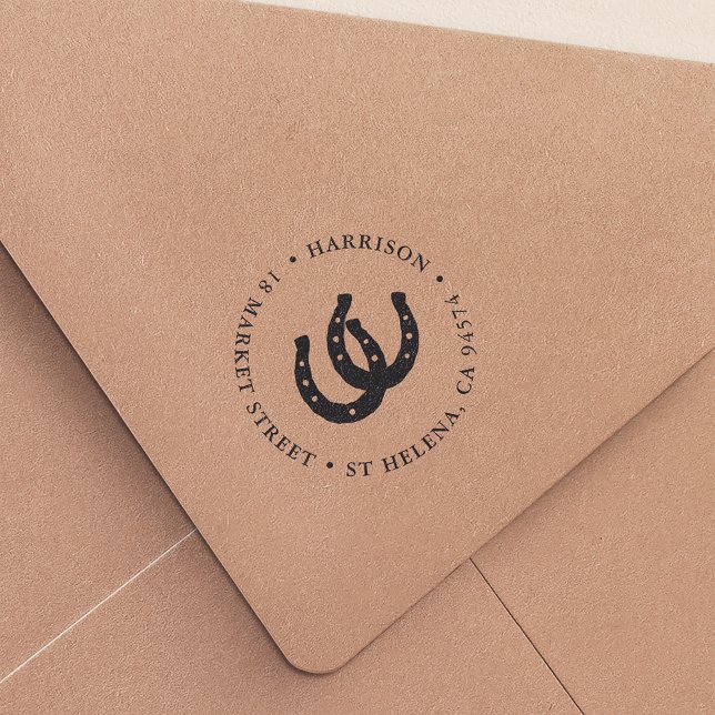 Lucky Horseshoes Round Returadress Självfärgande Stämpel (Skapare uppladdad)