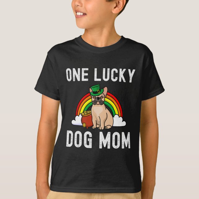 Lucky Hund Fransk Bulldog St patrick's day Rain T Shirt (Framsida)