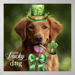 Lucky Hund Funny Anpassningsbar Photo St. Patrick' Poster
