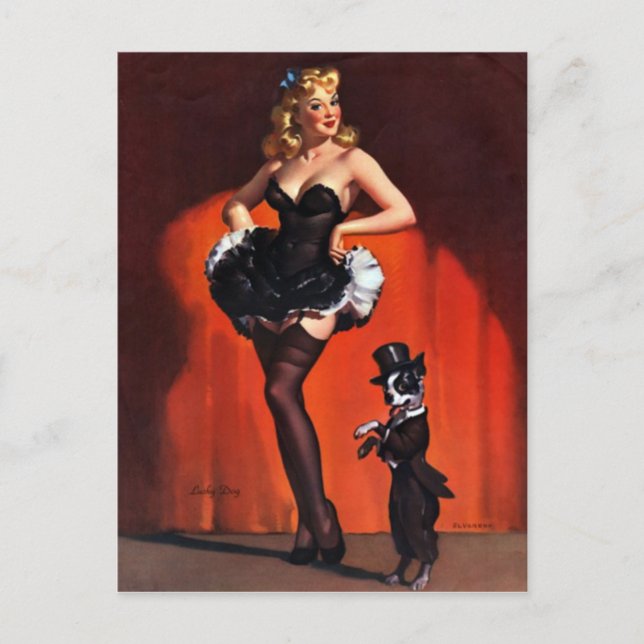 Lucky Hund PIN Up Vykort (Framsida)