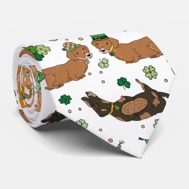 Lucky Hundar Dachshunds Klöver St. Patrick's Day Slips (Rullad)