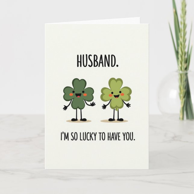 Lucky Husband Faux Gold Foil Card Kort (Framsida)