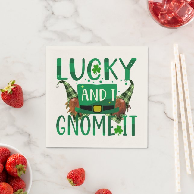 Lucky & I Gnome IT St patricks day Party Cocktail Pappersservett (Insitu)