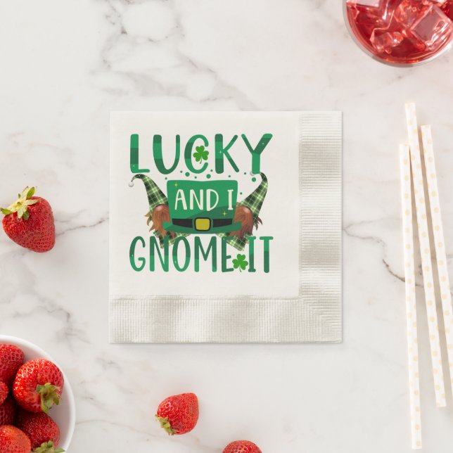 Lucky & I Gnome IT St patricks day Party Cocktail Pappersservett (Insitu)