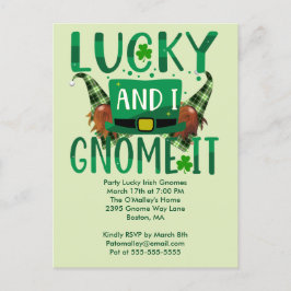 Lucky I Gnome it St Patricks Party Inbjudan vykort