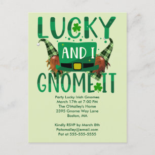 Lucky I Gnome it St Patricks Party Inbjudan vykort