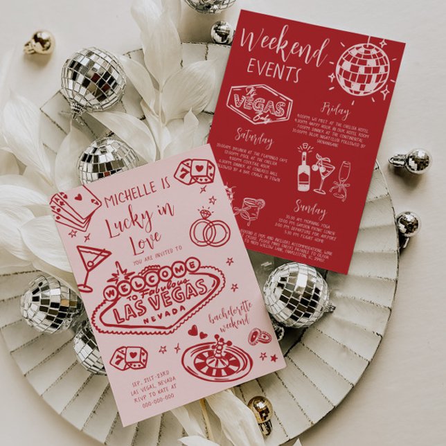 Lucky i Kärlek Bachelorette Helg Itinerary Party Inbjudningar (Skapare uppladdad)