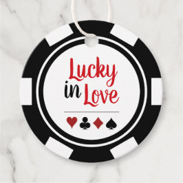 Lucky i Kärlek Black White Poker Chip Bröllop Gåvor Etiketter