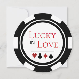 Lucky i Kärlek Black White Poker Chip Vegas Bröllo Inbjudningar