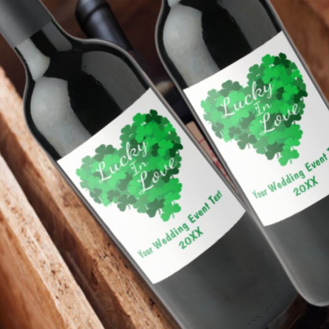 Lucky i Kärlek Bröllop-händelsen Vinflaska Etikett (Skapare uppladdad)