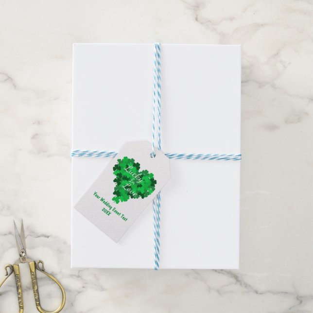 Lucky i Kärlek Bröllop Presentetikett (Med Snöre)