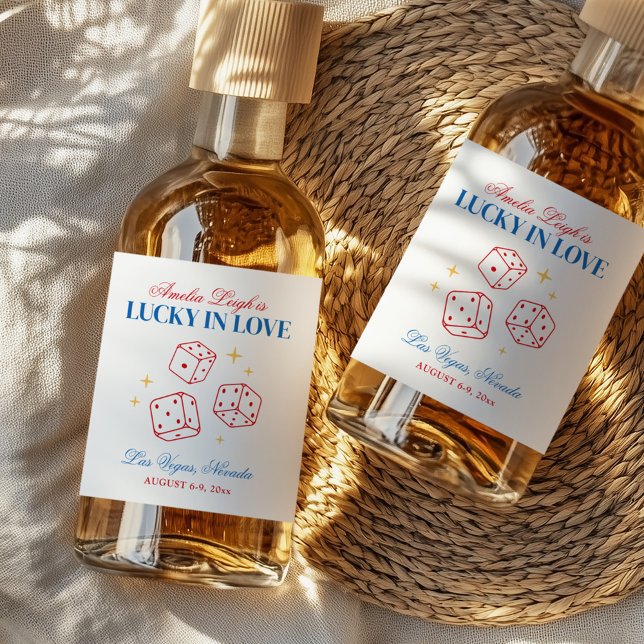Lucky i Kärlek Casino Bachelorette Helg Spritflaskor Etikett (Skapare uppladdad)