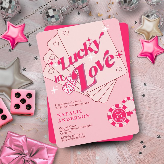 Lucky i Kärlek Casino Dice & Chip Möhippa Inbjudningar (Lucky in Love Casino Dice & Chips Bridal Shower Invitation)