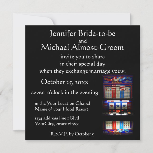 Lucky i Kärlek Casino Theme Bröllop Inbjudningar (Framsida)
