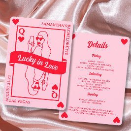 Lucky i Kärlek Chic Rosa & Red Bachelorette Helg Inbjudningar