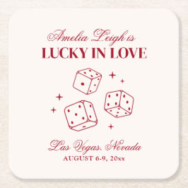 Lucky i Kärlek Cocktails Bachelorette Helg Underlägg Papper Kvadrat