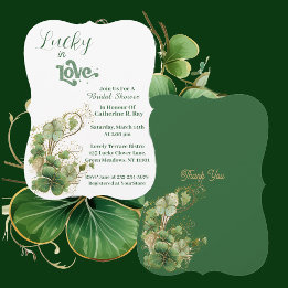 Lucky i Kärlek Grönt Golden Shamrock Möhippa Inbjudningar