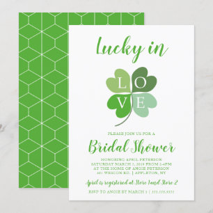 Lucky i Kärlek Grönt Heart Shamrock Möhippa Inbjudningar