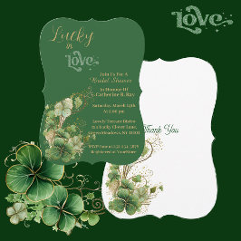 Lucky i Kärlek Guld Shimmer Shamrock Möhippa Inbjudningar