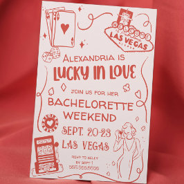 Lucky i Kärlek Hand plockade Casino Vegas Bachelor Inbjudningar