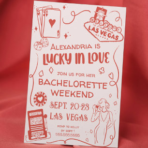 Lucky i Kärlek Hand plockade Casino Vegas Bachelor Inbjudningar