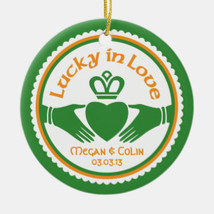 Lucky i Kärlek Irish Claddagh Bröllop-årsdagen Julgransprydnad Keramik