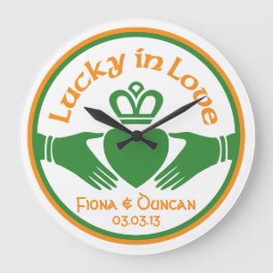 Lucky i Kärlek Irish Claddagh Bröllop-årsdagen Stor Klocka