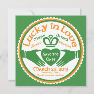 Lucky i Kärlek Irish Claddagh Bröllop spara datum Datumet