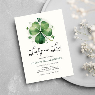 Lucky i Kärlek Möhippa Grönt Shamrock Inbjudningar
