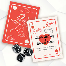 Lucky i Kärlek på spelkortet Ace Bröllop Inbjudningar